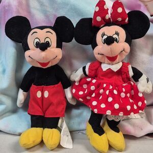 Walt Disney World Mickey AND Minnie Bean Bag Toy - New